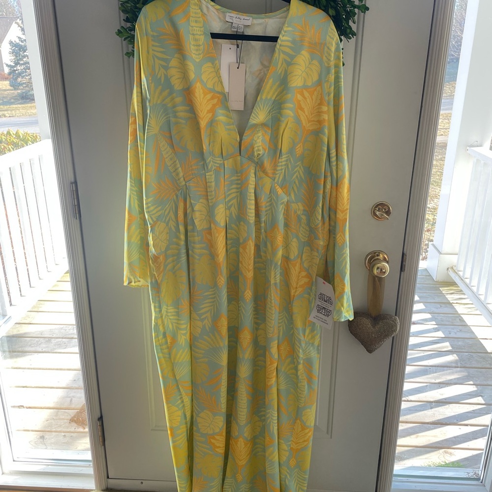 Never Fully Dressed Mint and Yellow Tropical Maxi Dress